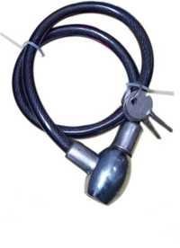 Helmet Lock - 2.5 Cm Cable With 1.10 Mm Thickness, Stainless Steel, Black Color, 450 Gm Weight, Coil Diameter 40 Cm