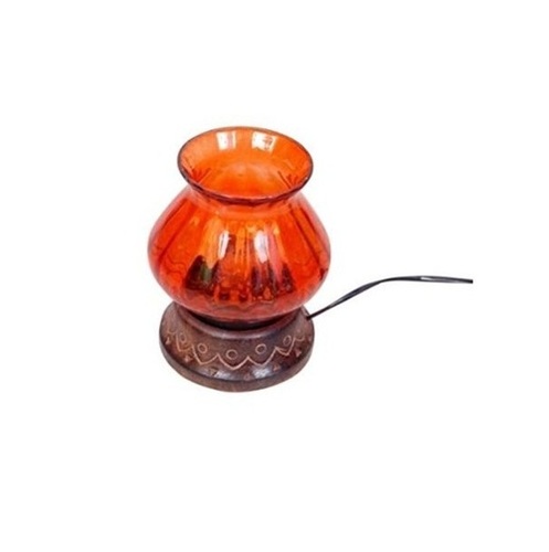 Desi Karigar Wooden & Iron hand carved Colored Electric Chimney Lamp design Orange
