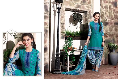 Teal Shop Embroidered With Printed Patiyala Suits Online