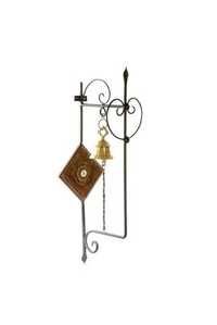 Desi Karigar Wooden Wrought Iron Brass Bell Wall Mounted Home Decor