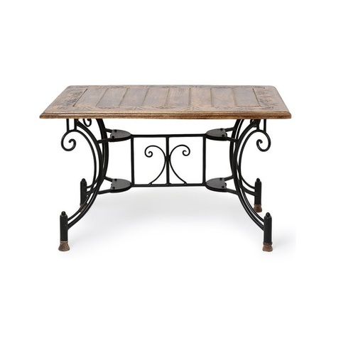 Desi Karigar Wood & Iron Handmade Design Coffee Table Size(LxBxH-30x20x18) Inch By DESI KARIGAR