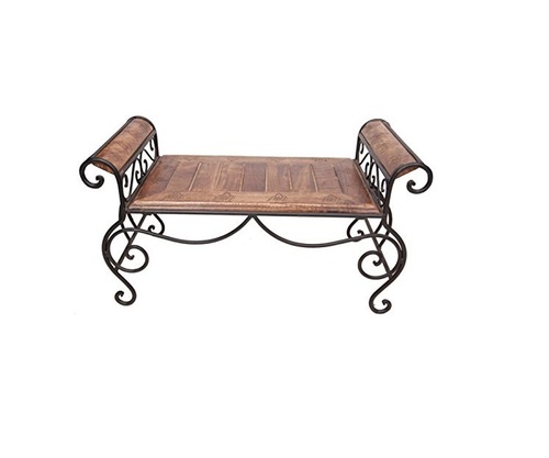 Desi Karigar Wood & Wrought Iron Cum End/Coffee Table Size (LxBxH-28x14x14) Inch