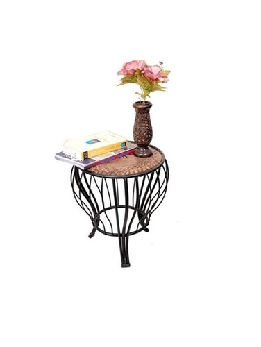 Desi Karigar Cocktail Brass Table (Black, Verdigris finish)