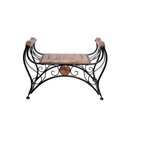 Desi Karigar Wood & Iron cum End Table Size (LxBxH-25X12X18) Inch