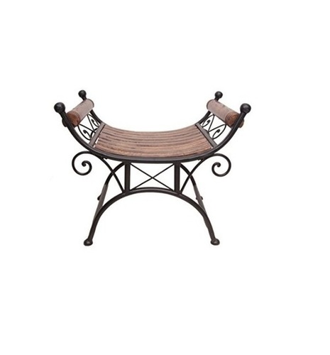 Desi Karigar Wood & Iron cum End Table Size (LxBxH-27x18x23) Inch