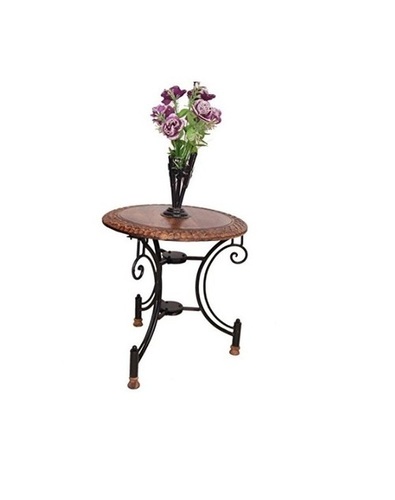 Desi Karigar Wood & Iron cum Foldable End Table Size (LxBxH-18x18x18) Inch