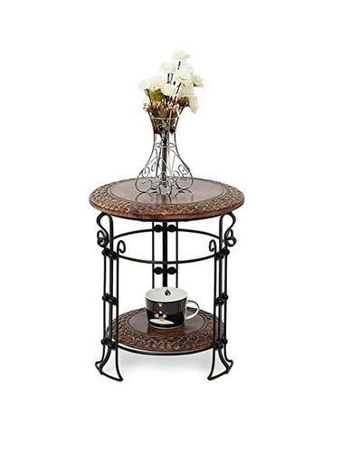 Desi Karigar Wooden & Iron Fancy Home Decor Table Size(LxBxH-14x14x15.5) inch