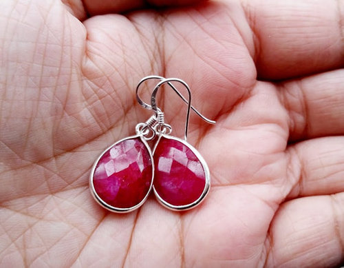 Sterling Silver Ruby Earring