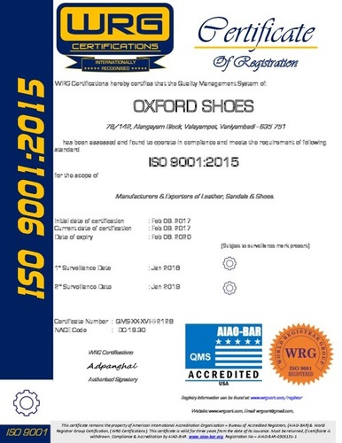WRG CERTIFICATE-COMPLIANCE USA