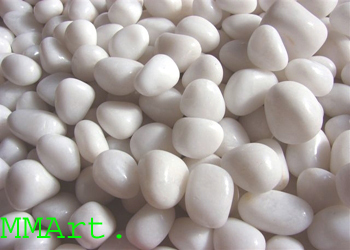 Milky white quartz machine double polished pebbles stone / export quality with standard MMArt packing