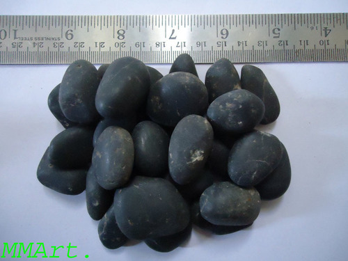 Jet Black River stone semi polished pebbles and Normal polished Pebbles stone
