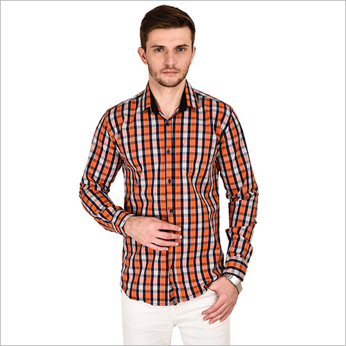Designer Check Shirt Orange