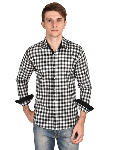 Men'S Shirt Black Collar Style: Classic