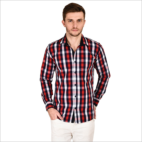 Stylish Check Shirts - Cotton, Size L/M/S/XL | Classic Collar, Full Sleeves, Red & White Check Patterns, Excellent Fitting, Colorfastness