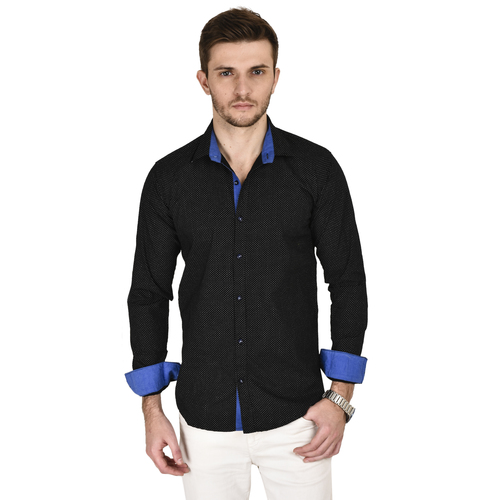 Trendy Cotton Shirt Black Collar Style: Classic
