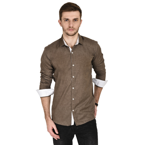 Trendy Cotton Shirt Brown