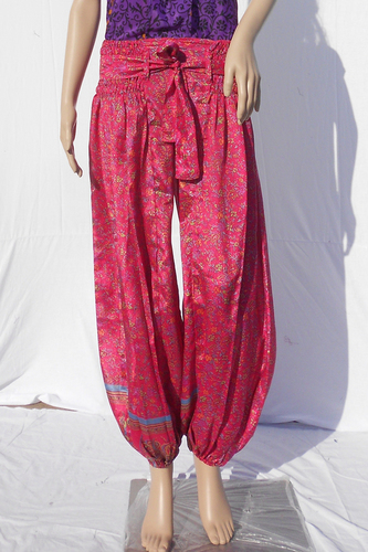 Mix Color Silk Beachwear Casual Trousers