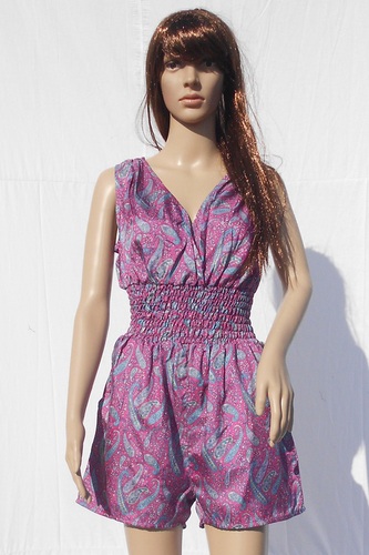 Silk Beachwear Casual Jumpsuit - 100% Vintage Silk, Free Size Assorted Color | Breathable, Comfortable, Chic Design, Ideal for All Body Types