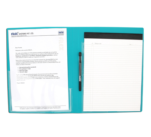 Conference Companion - Plastic A4 Size Blue With Pen & Notepad Loose Sheet and Name Card Pockets