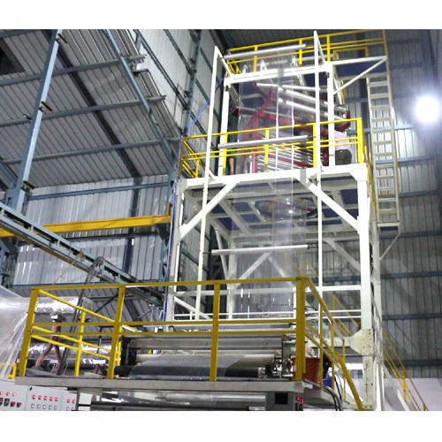 Blown Film Extrusion Plant - LD, PP, HD, HM, PU, PVC Materials , Automatic Grade with PLC Control, Electric Drive Type, White & Blue Color