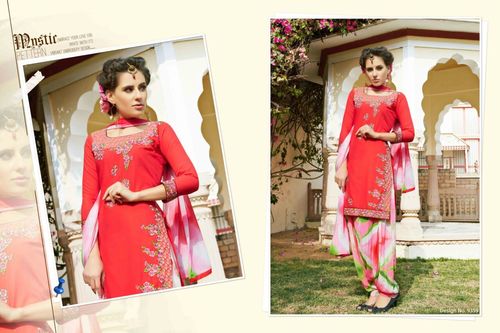 Pink Shop Cambric Cotton Embroidered Patiyala Suit Online