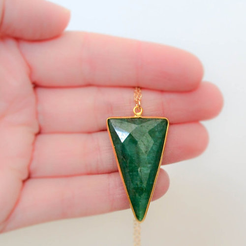 Emerald Gold Plated Bezel Necklace