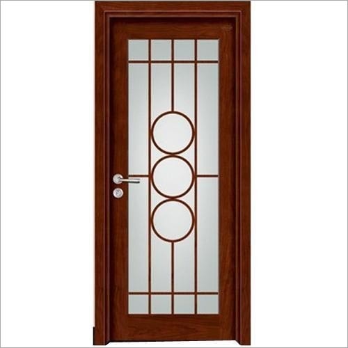 PVC Bathroom Door - 800mm x 2000mm, Frosted Glass, Aluminum Frame, Mahogany Finish | Durable, Water-Resistant, Easy Installation, Modern Design, Soundproof, Customizable, Energy Efficient, 1 Year Warranty