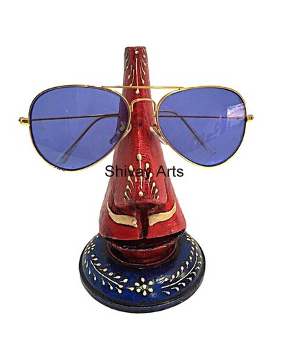 Wooden Handcrafted Fine Embossed Spectacle Holder Goggle stand sunglasses stand Chashma Stand