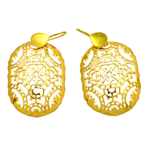 Gold Plated Dangle Earring Size: 50X35 Mm