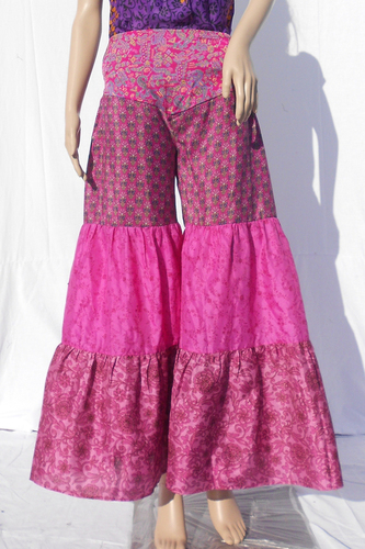Mix Color Silk Beachwear Casual Trouser