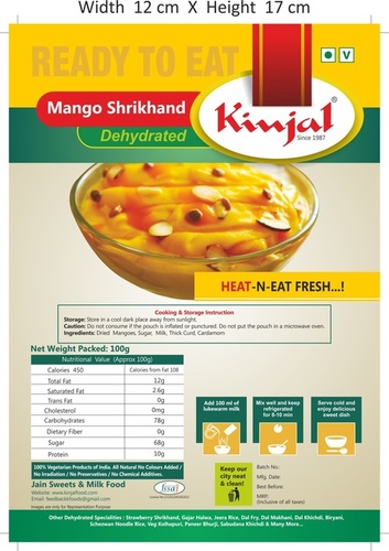 Mango Shrikhand - Sweet Taste, Perfect for Parties and Restaurants | Convenient Bag Packaging