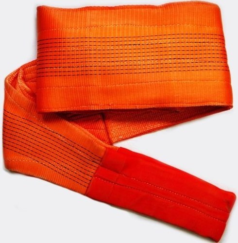Double Ply Polyester Webbing Sling - 12 Ton Capacity, 6 mtr Length, 300 mm Width, New Condition - Vibrant Orange Color