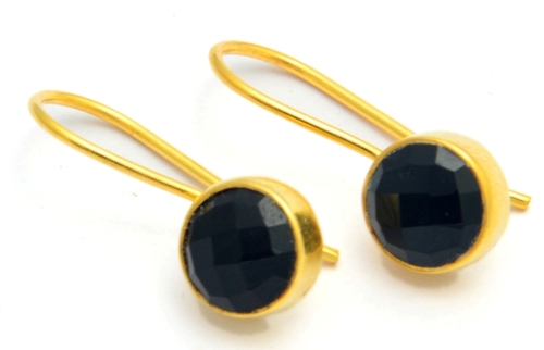 Black Onyx Gold Plated Earring