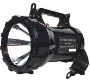 Search Light - ABS Body, 165mm Front Dia, 135mm Rear Dia, Black Color | Portable, Water Resistant, 55W Power Supply, Flasher and Timer Mode