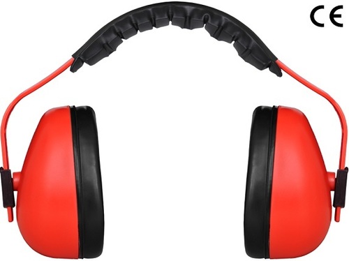Earmuff - ABS, Adjustable Size, Red, 23 dB Noise Reduction | Lightweight, Comfortable, Durable, Soft Cushioned Pads