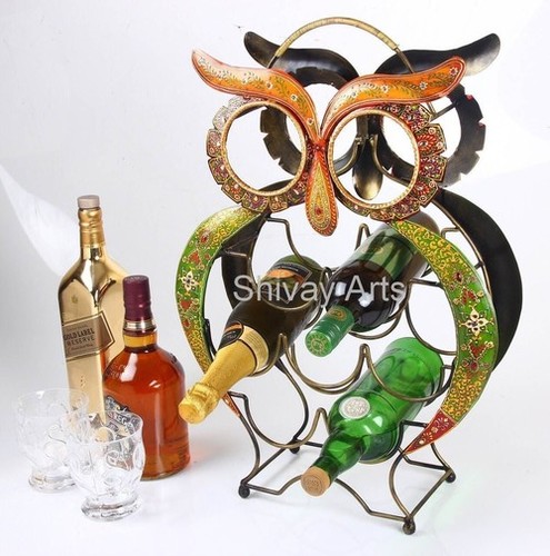 Metal Iron Handcrafted Owl Wine Rack/Holder/Shelf For 9 Bottles