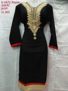 Fabulous Rayon Ethnic Kurtris - Embroidered Long Sleeve Design | All Color Options For Ladies