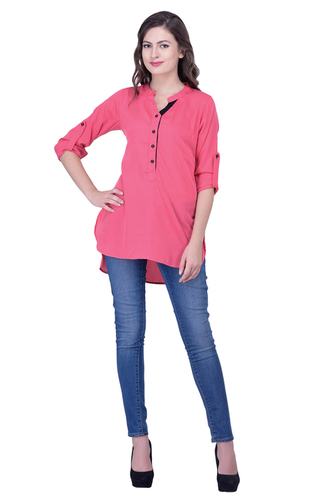 Mix Colours Pink Tops Solid Women Party Wear Office Wear Casual Wear Tops Tunic