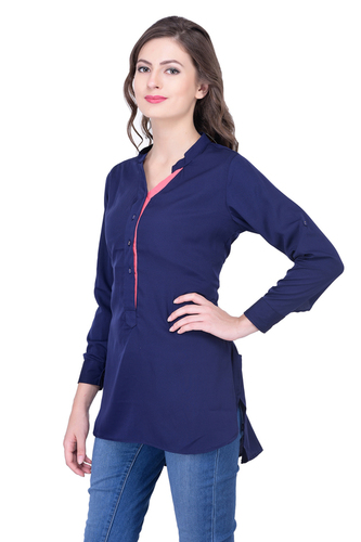 Mix Colours Navy Blue Tops Solid Women Party Wear Office Wear Casual Wear Tops Tunic