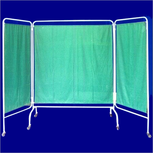 Bed Side Screen - Tubular Steel Frame 167x243 cm White 5 cm Castors 3-Fold Curtain | Easy Mobility Privacy Infection Control