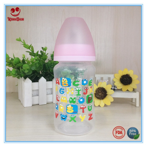Transparent 240Ml Pp Baby Feeding Bottle With Cute Printing