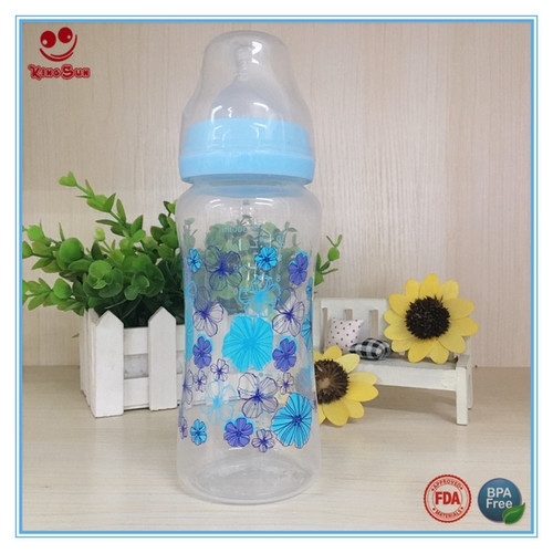 Transparent 10 Oz Wide Neck Baby Feeding Milk Bottle