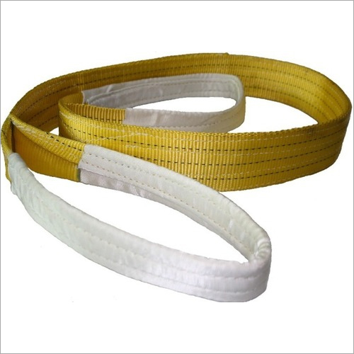 Double Ply Polyester Webbing Sling - 3 Ton Capacity, 5 Mtr Length, 75 mm Width, Yellow Color | New Equipment Type