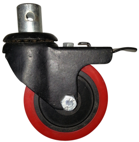 Artificial Rubber Wheel Castors - 6x1.1/2 Inch Wheel Diameter, 150x38 mm Thread Width with 7/8 Inch Brake | EN-1 Series Professional Applications