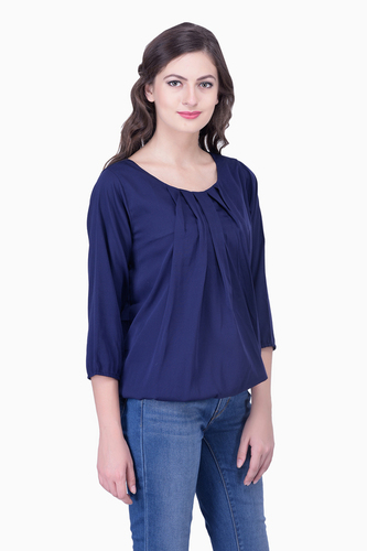 Mix Colours Navy Blue Top Solid Women Party Wear Office Wear Casual Tops