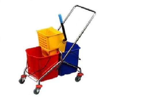 Double Bucket Wringer Trolley with S S Frame