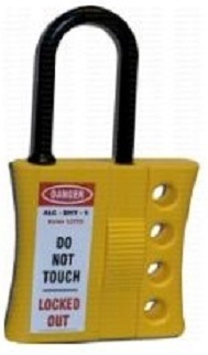 Non-Conductive Hasp - Rigid Plastic, 6 mm, Yellow | Chemical Resistant, Insulating Body, 4-Hole Lockout
