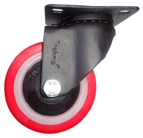Polyurethane Wheel Caster with Plate - 100x38 mm Wheel Diameter | New Condition, Durable Design for Enhanced Mobility and Stability