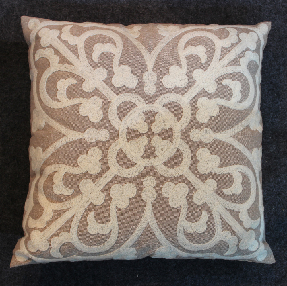 Natural Embroidered Cushion Cover