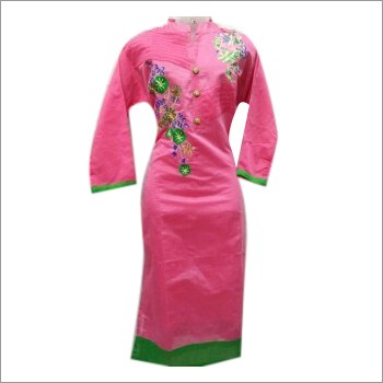 Silk And Rayon Fabric, Embroidered Design Fancy Kurtis - Color: All Color